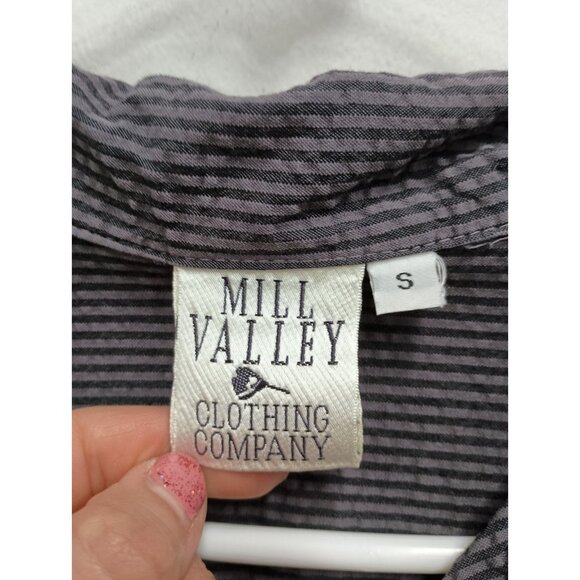 Mill Valley Womens Lagenlook Shirt Small Gray Striped Uneven Coastal Minimalist - Picture 5 of 9